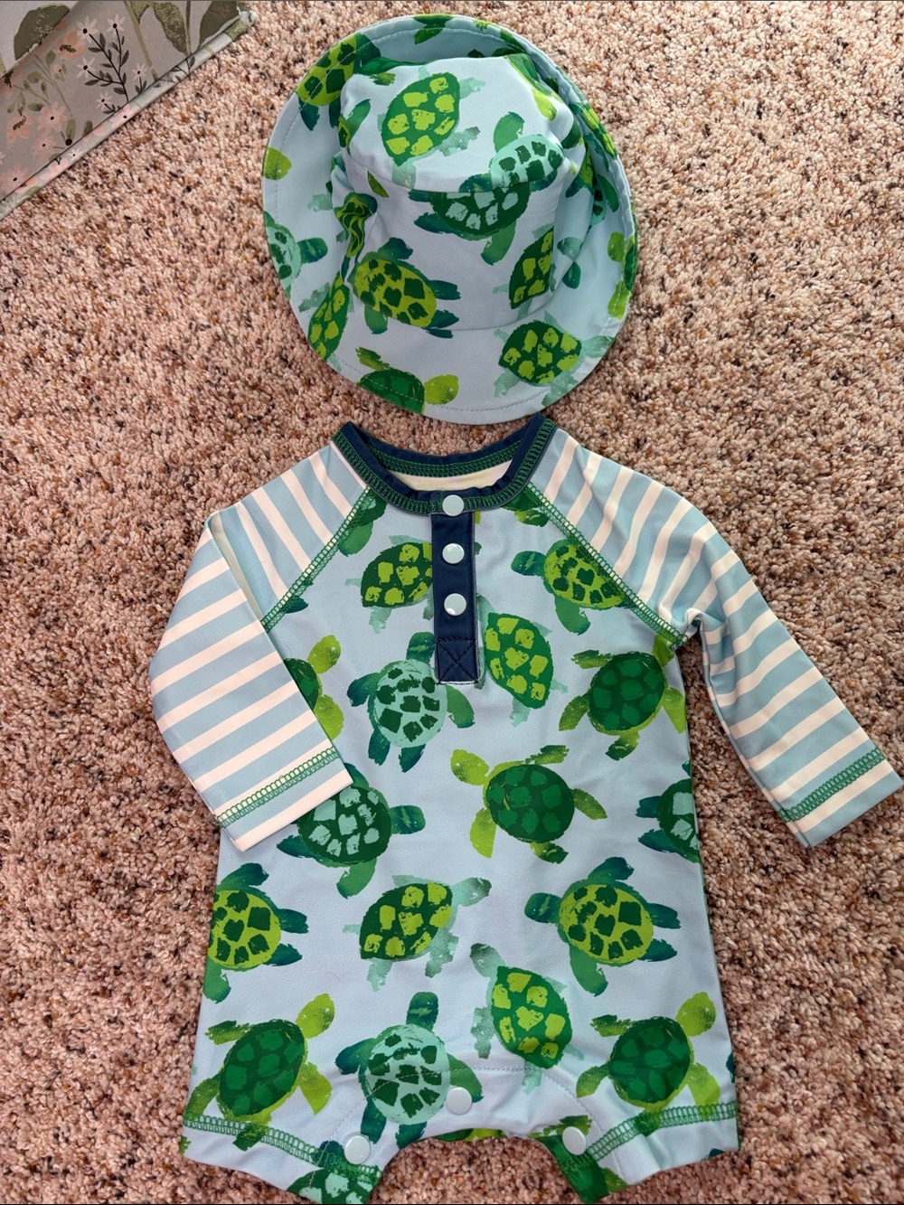 Mud Pie Navy Trim Baby Rashguard Set with Light Blue Accents